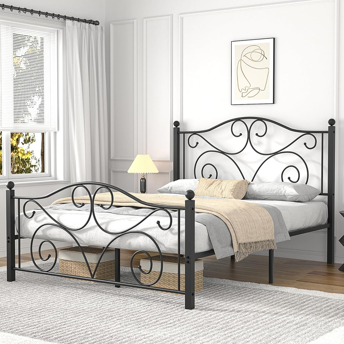 VECELO Classic Metal Bed Frame Mattress Foundation