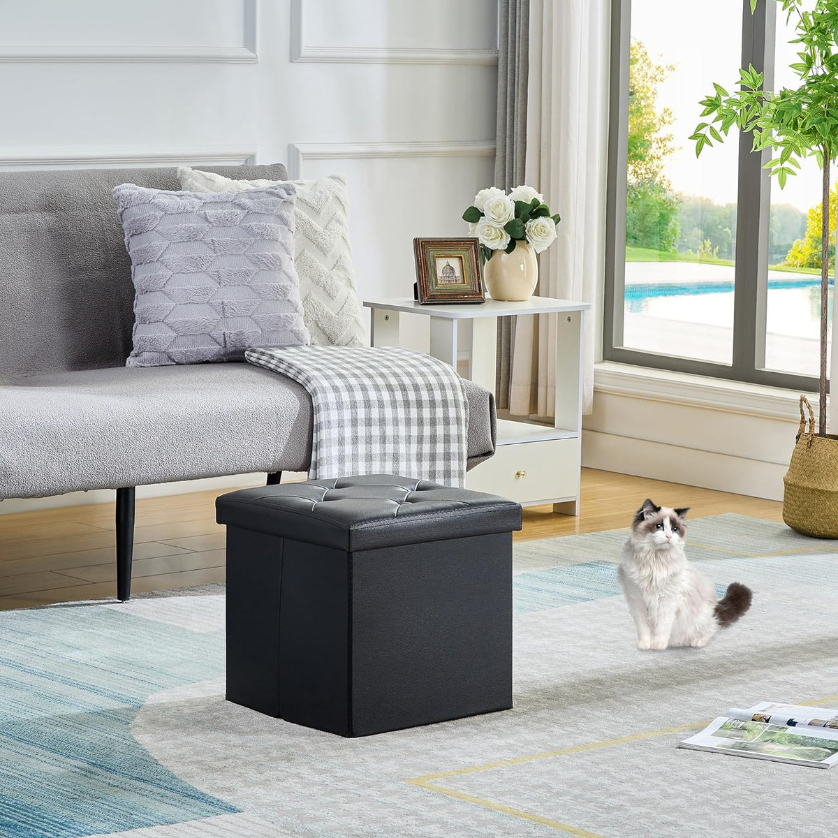 VECELO Storage Ottoman Bench End of Bed 43'' Footstool Footrest Stool Shoestool