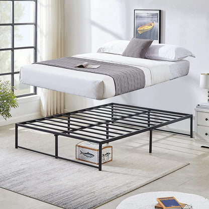 VECELO 14" Black Platform Bed Frame/Mattress Foundation/No Box Spring Needed/Steel Slat Support