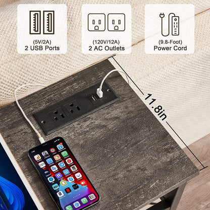 VECELO Extra Long Narrow Sofa/Console Table with Charging Station & Power Outlet and USB Ports