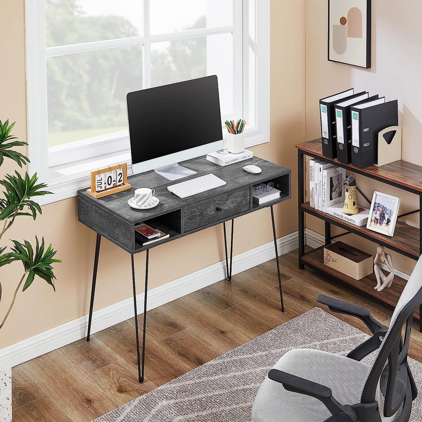 VECELO 39.3" Home Office Work Table with Drawers Computer Desk