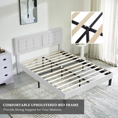 Base de cama tapizada VECELO con cabecero de altura ajustable