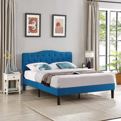 VECELO Classic Upholstered Platform Bed Frame with Diamond Stitched Cloth