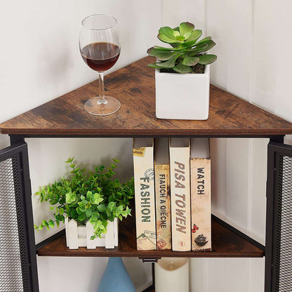 VECELO 3 Tier Corner Cabinet Shelf Display Rack with Grid Doors