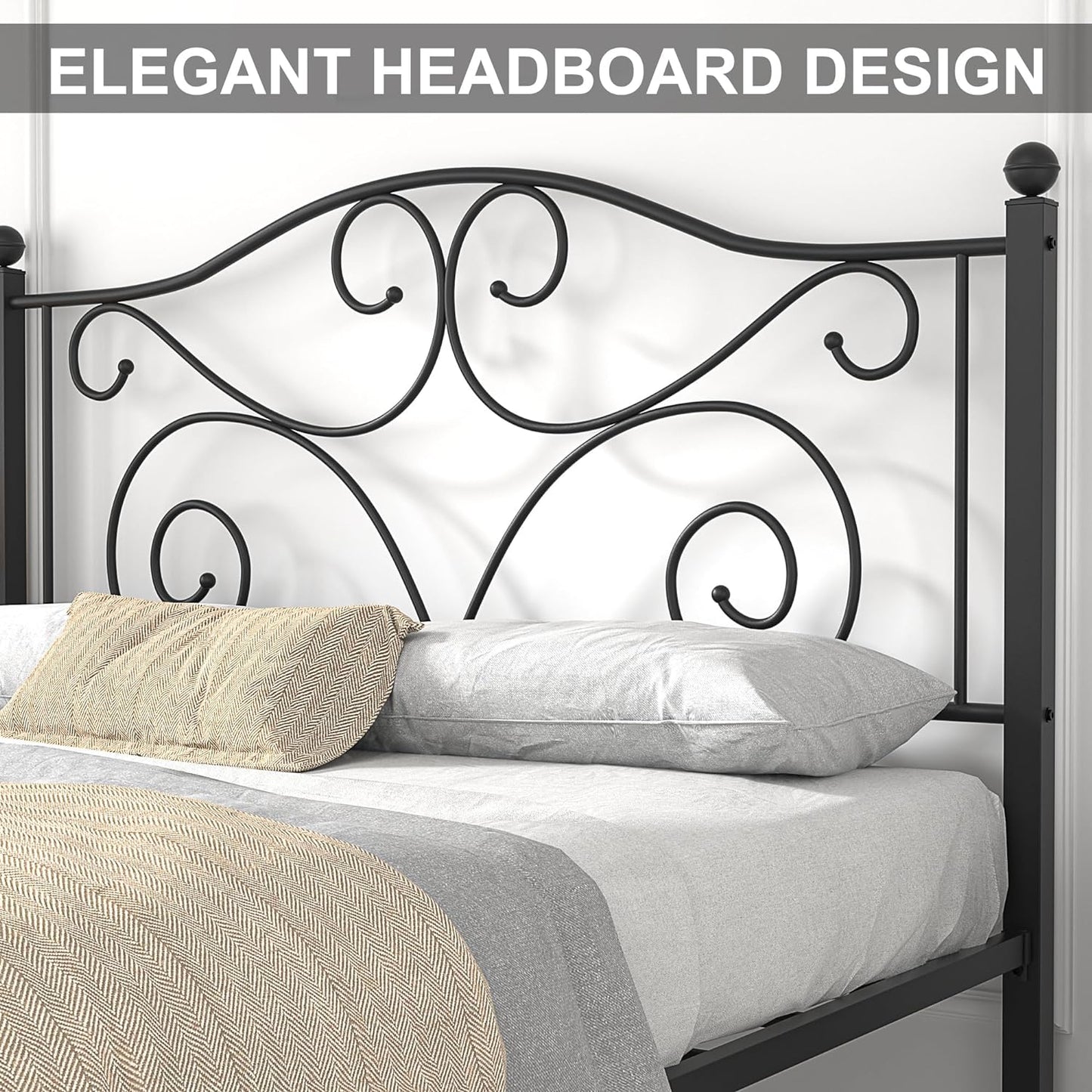 VECELO Classic Metal Bed Frame Mattress Foundation