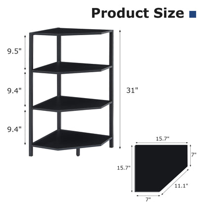VECELO 79 cm hohes Eckregal/4-stöckiges Standregal mit Metallrahmen
