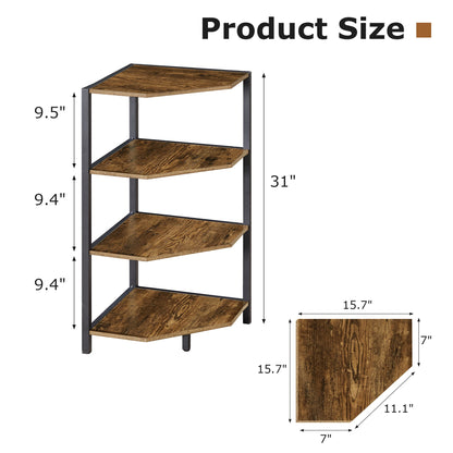 VECELO 79 cm hohes Eckregal/4-stöckiges Standregal mit Metallrahmen