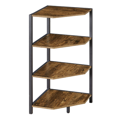 VECELO 79 cm hohes Eckregal/4-stöckiges Standregal mit Metallrahmen