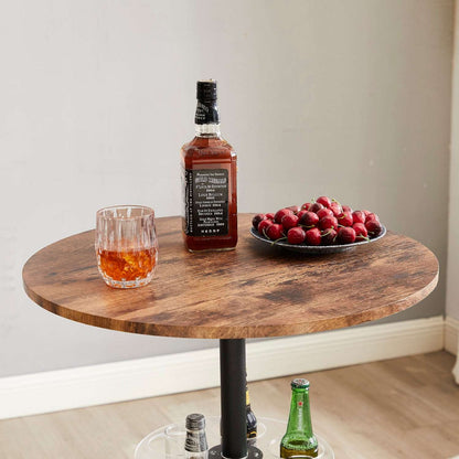 VECELO 3 Piece Bar Table Set, Small 2-Tier Round Pub Table with Barstools