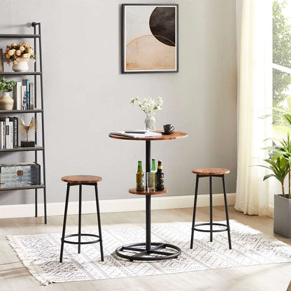 VECELO 3 Piece Bar Table Set, Small 2-Tier Round Pub Table with Barstools