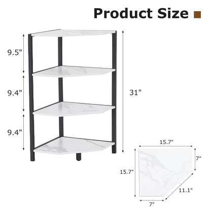 VECELO 79 cm hohes Eckregal/4-stöckiges Standregal mit Metallrahmen