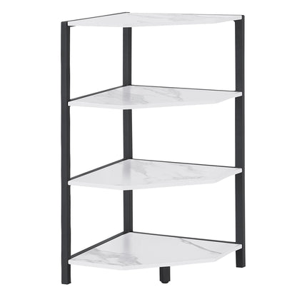 VECELO 79 cm hohes Eckregal/4-stöckiges Standregal mit Metallrahmen