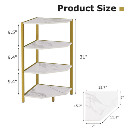 VECELO 79 cm hohes Eckregal/4-stöckiges Standregal mit Metallrahmen