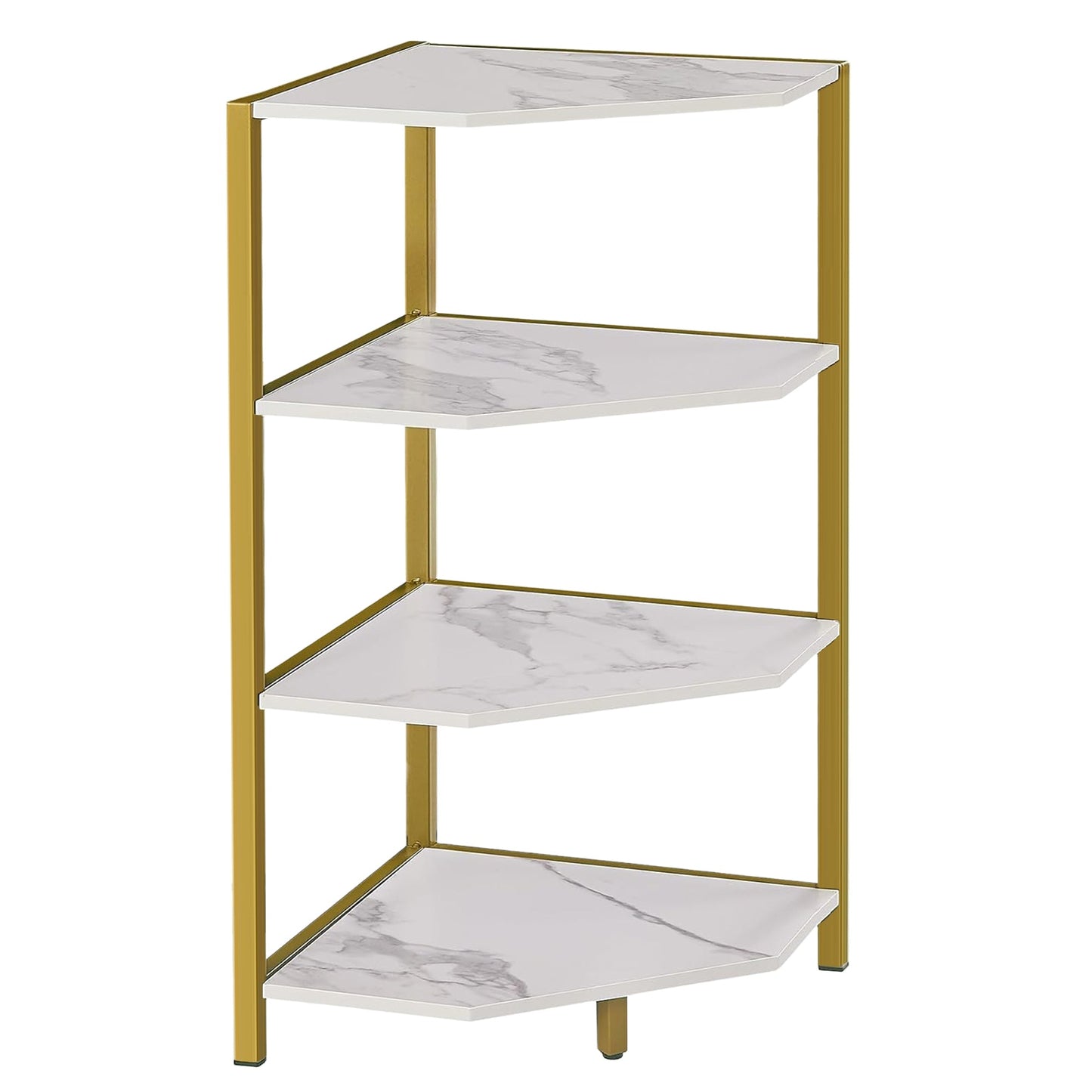VECELO 79 cm hohes Eckregal/4-stöckiges Standregal mit Metallrahmen