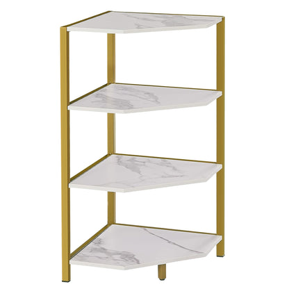 VECELO 79 cm hohes Eckregal/4-stöckiges Standregal mit Metallrahmen