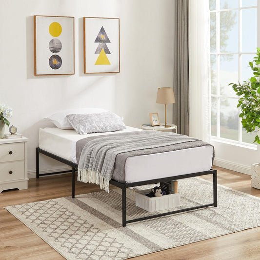 VECELO 14" Black Platform Bed Frame/Mattress Foundation/No Box Spring Needed/Steel Slat Support