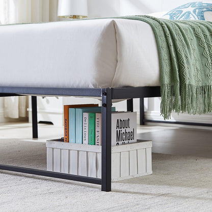 VECELO 14" Black Platform Bed Frame/Mattress Foundation/No Box Spring Needed/Steel Slat Support