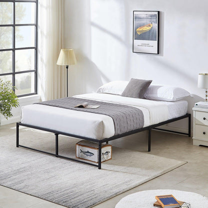 VECELO 14" Black Platform Bed Frame/Mattress Foundation/No Box Spring Needed/Steel Slat Support