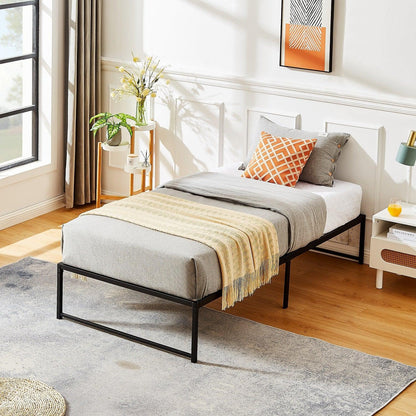 VECELO 14" Black Platform Bed Frame/Mattress Foundation/No Box Spring Needed/Steel Slat Support