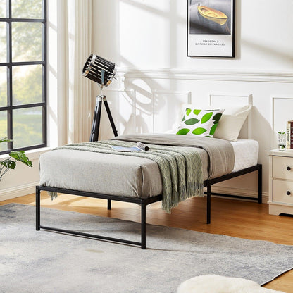 VECELO 14" Black Platform Bed Frame/Mattress Foundation/No Box Spring Needed/Steel Slat Support