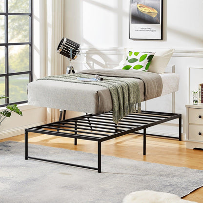 VECELO 14" Black Platform Bed Frame/Mattress Foundation/No Box Spring Needed/Steel Slat Support
