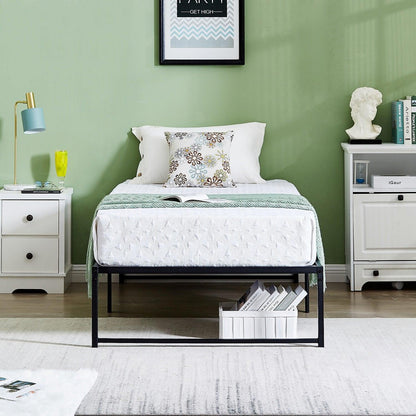 VECELO 14" Black Platform Bed Frame/Mattress Foundation/No Box Spring Needed/Steel Slat Support
