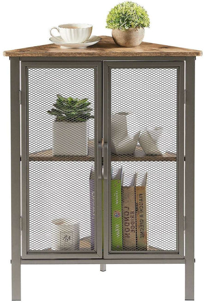 VECELO 3 Tier Corner Cabinet Shelf Display Rack with Grid Doors