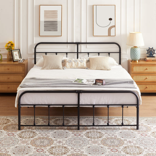 Base de cama de plataforma metálica VECELO para colchón, estilo moderno y simple